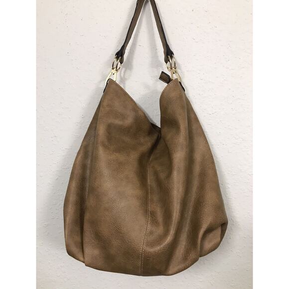 Hobo Brown Unbranded Faux Leather Satchel Purse Shoulder Handbag Large 19"x14"x6 - Picture 5 of 10